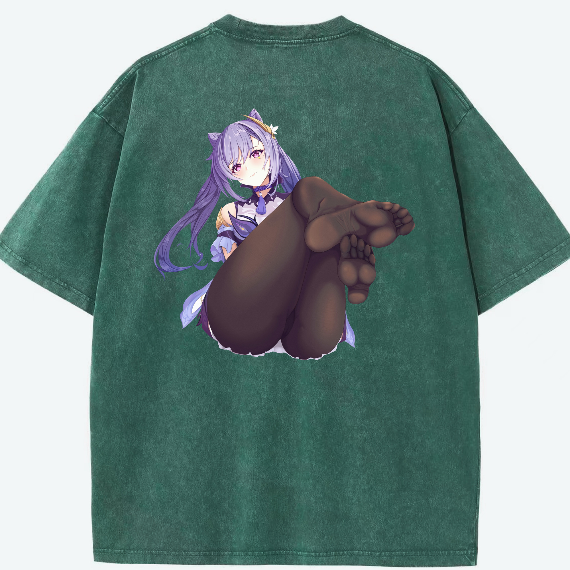 げんし神 刻晴 こくせい genshin Kokusei 綿100% ヴィンテージ風 半袖Tシャツ（背面プリント）